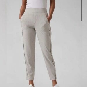 Athleta Gray Pinstripe Brookly Textured Ankle Pants